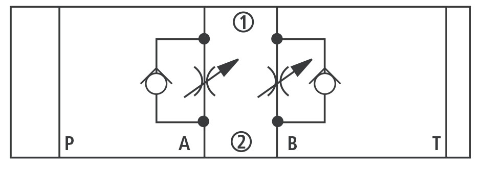 Принципиальная гидравлическая схема дросселя QTM7-D/10N (для отводимого потока)